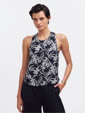 Madewell Crisscross-Back Sleeveless Top in Navy